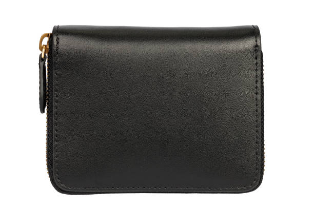 istock Black Leather Wallet with Gold Zipper Isolated. 2161321680