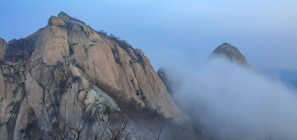 High scenic spot, Bukhansan National Park, South Korea, beautiful morning time and fog.