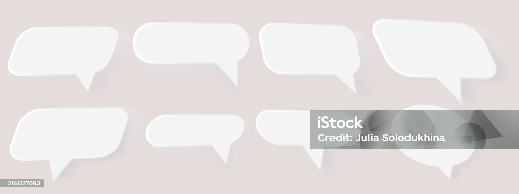 Thinking Text Boxes Set Of Empty Speech Bubble Text Box Chatting Box Message Box Vector ...