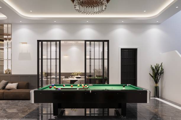 istock A billiard table is placed in the lobby, interior design 2161329108