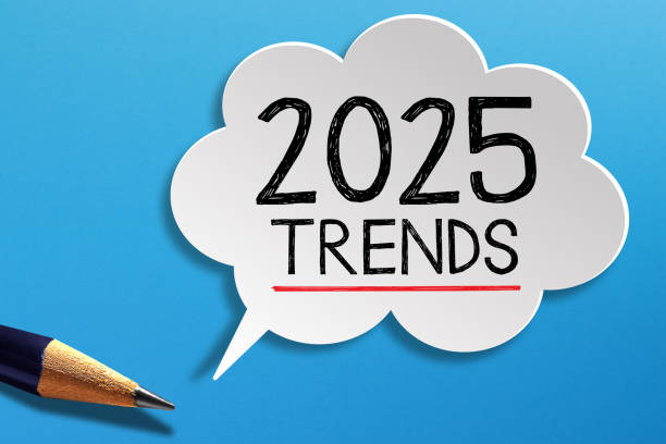 istock 2025 Trends written on speech bubble with pencil on blue background 2161329222