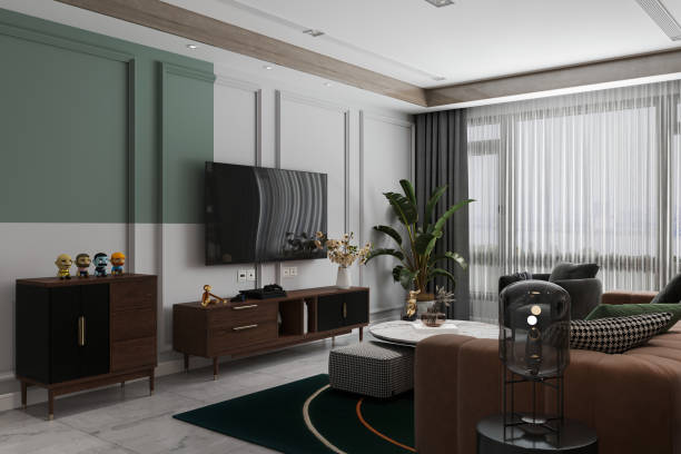 istock A living space designed in a retro style for interior decoration. 2161329336