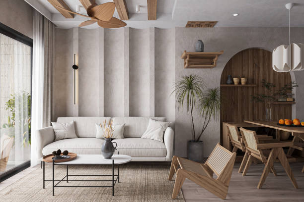 istock A white chic couch sits beside the balcony with a brick and concrete wall backdrop. 2161329405
