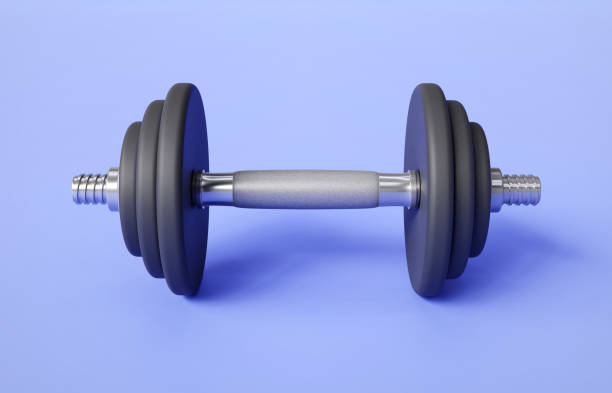 istock Dumbbell on purple background 2161329846