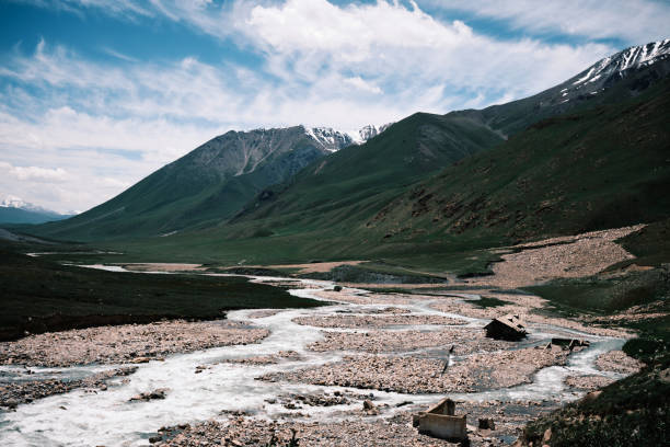 istock Summer mountain valley with a beautiful light-blue river running through it 2161332378
