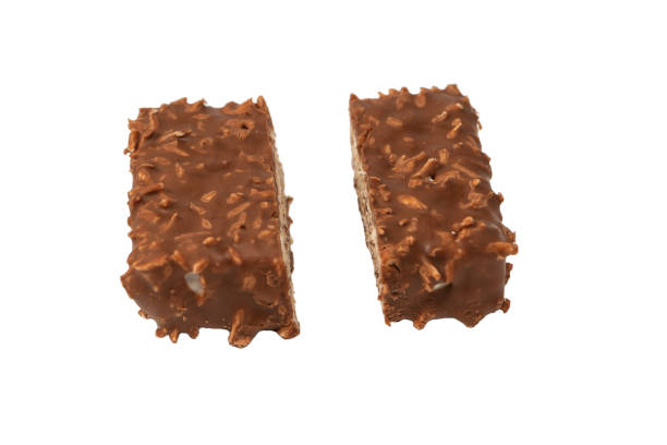 istock Chocolate coconut wafer bar isolated on white background. 2161334589