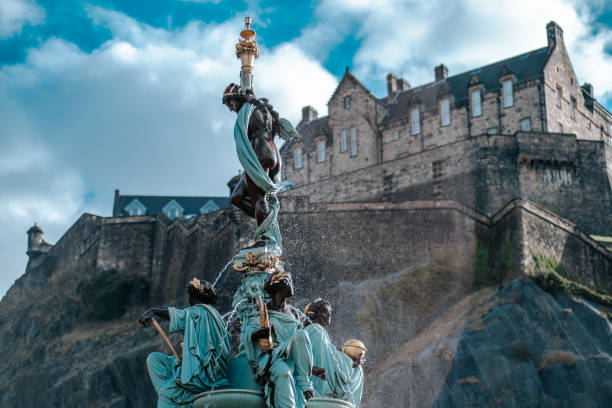 vista del castello di Edimburgo dalla fontana di Ross
