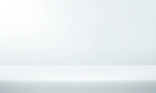 istock White and grey background. Minimal 3d shelf. Room in the 3d. Space for selling products on the website. Vector illustration. 2161337285