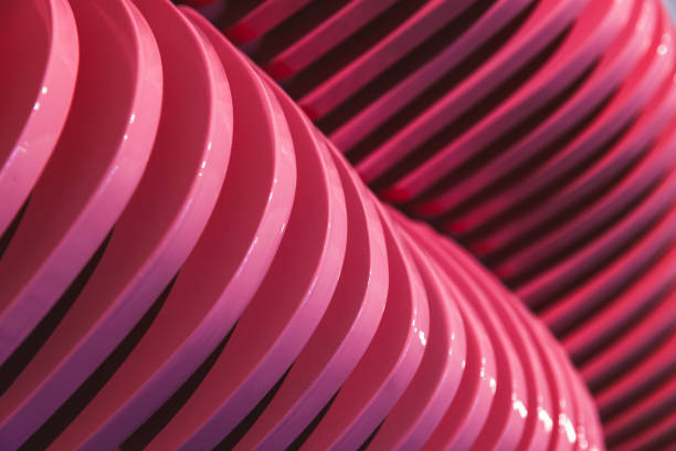 istock Abstract geometric pattern of parametric pink plywood structure 2161340875