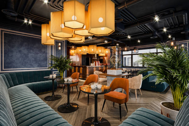 istock The restaurant is located in a loft space, with an industrial-style interior design. 2161343386