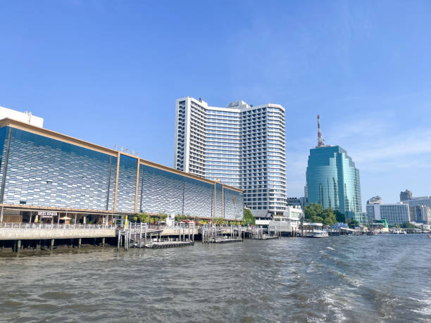 Bangkok city skyline on Chao Phraya river