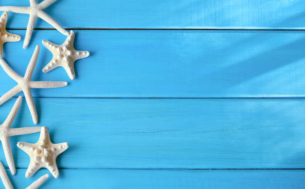 istock Summer wooden background with starfish 2161344668