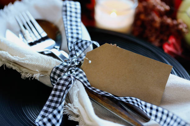 Thanksgiving place setting with empty paper card