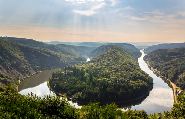 istock Saarschleife in Germany at golden hour 2161348731