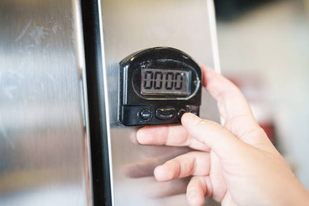 An electric blue thermometer displays a temperature of 400 degrees Fahrenheit. This device is used to measure temperature accurately and is an essential tool for monitoring changes in heat levels