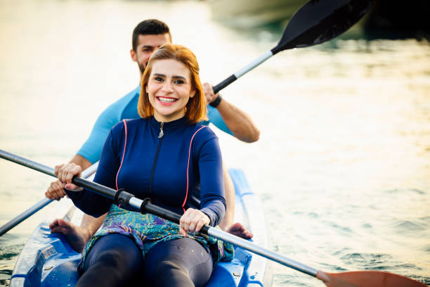 istock Vacationing Saudi couple kayaking in Red Sea 2161355655