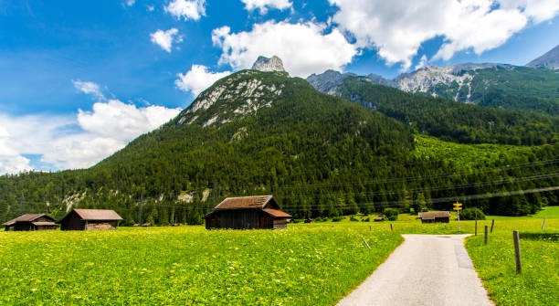 istock Mountain panorama in the German Alps near Mittenwald 2161361738