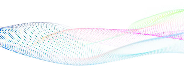 istock Colorful wave of streaming particles on a white background. Abstract background with dynamic elements of waves. 3d 2161362645