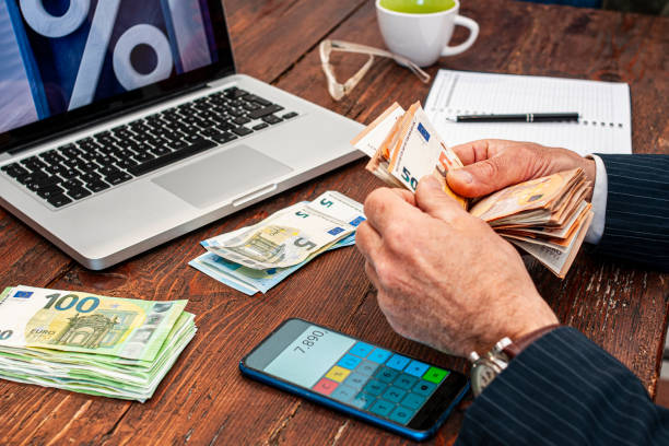 Counting money in the office