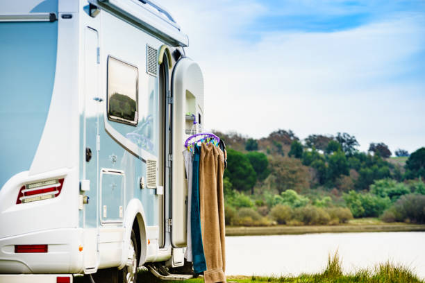 istock Camper rv camping on nature in Portugal 2161367100