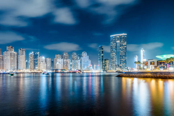 istock Dubai Marina skyline at night 2161368069
