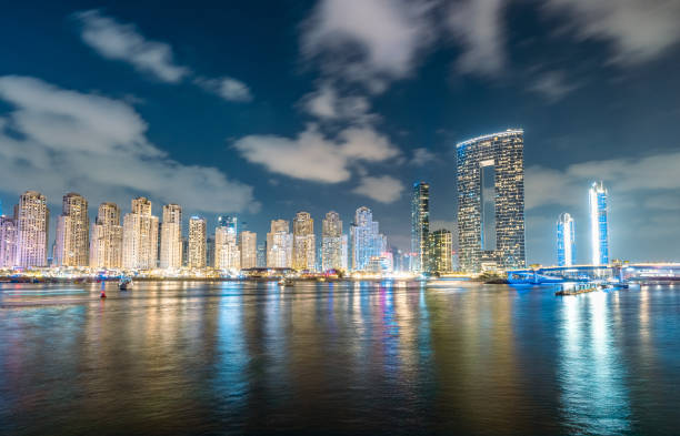 istock Dubai Marina skyline at night 2161368084