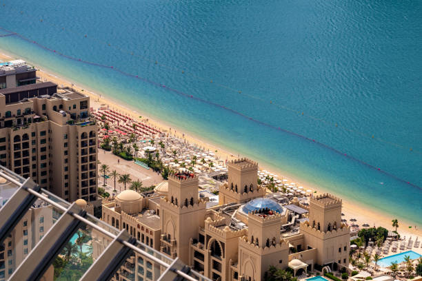 istock Dubai Marina Beach and skrscapers 2161368293