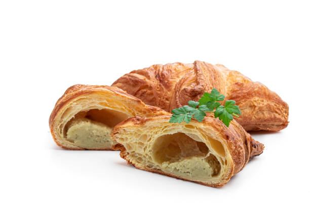 istock Puff pastry triangles with vegetables fillings isolated on white background 2161371044