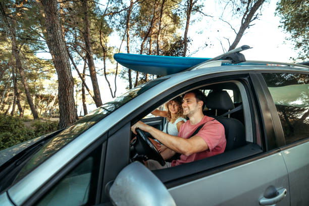 istock Young couple on summer road trip together 2161383933