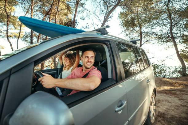 Young couple on summer road trip together