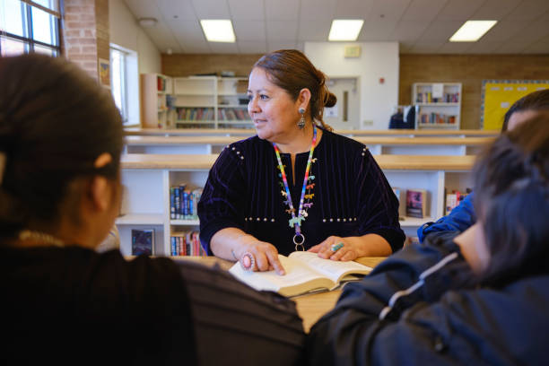 istock High School Teacher and Students in a School Library 2161386632