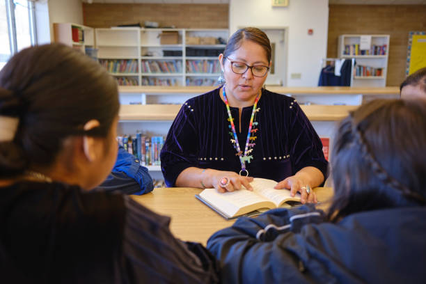 istock High School Teacher and Students in a School Library 2161386643