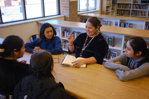 istock High School Teacher and Students in a School Library 2161386667
