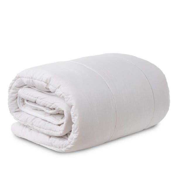 istock white blanket with polyester filling, cotton cover, quilted with machine-stitched chain stitch 2161390290
