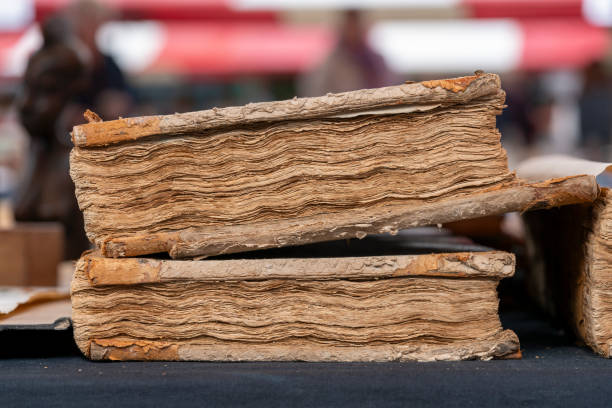 Old wrinkled pages of ancient books