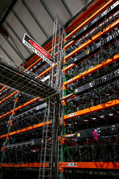 istock Low Angle View of Racks of Servers in Data Center 2161394203