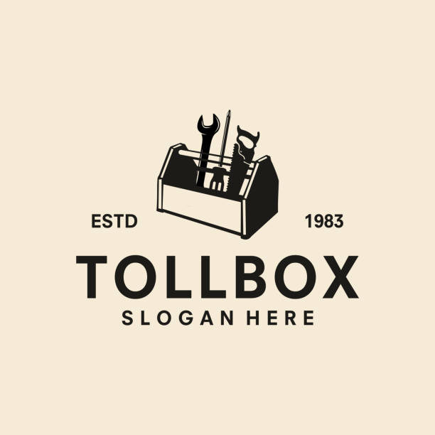 Abstract simple industrial mechanic toolbox icon vector on white background