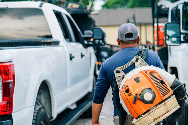 Landscaper Man Carrying a Gasoline-Powered Leaf Blower, Loading up for a day of work