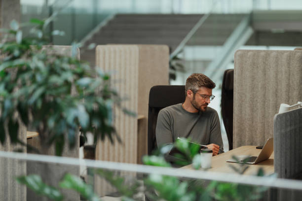 Modern Businessman Working in Contemporary Office Space
