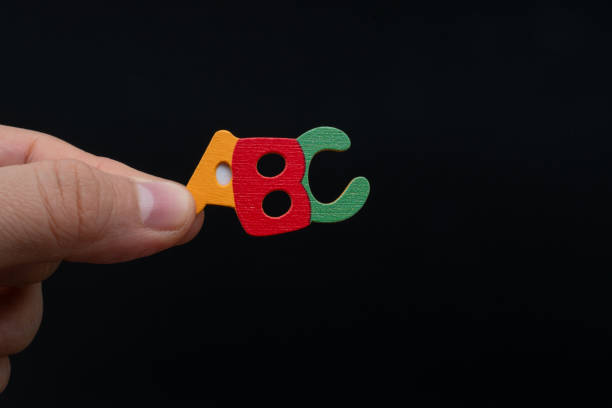 Jumbled Wood Block Letters Alphabet, White Background