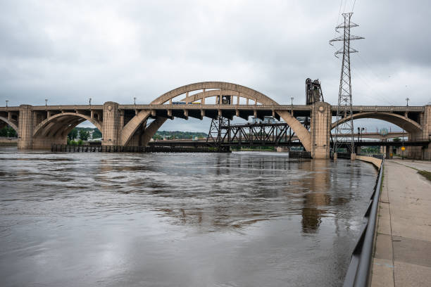 Downtown St. Paul Riverfront, high water levels