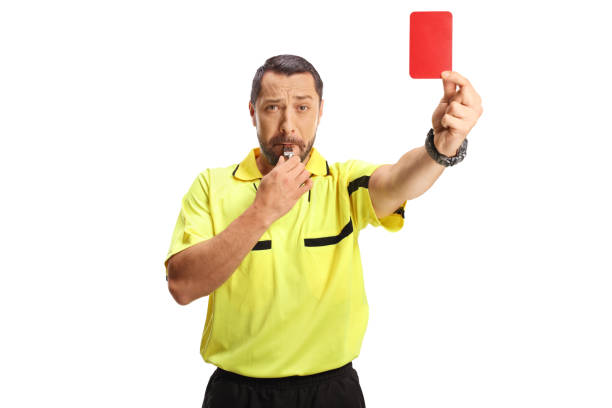 istock Football referee holding up a red card 2161406603
