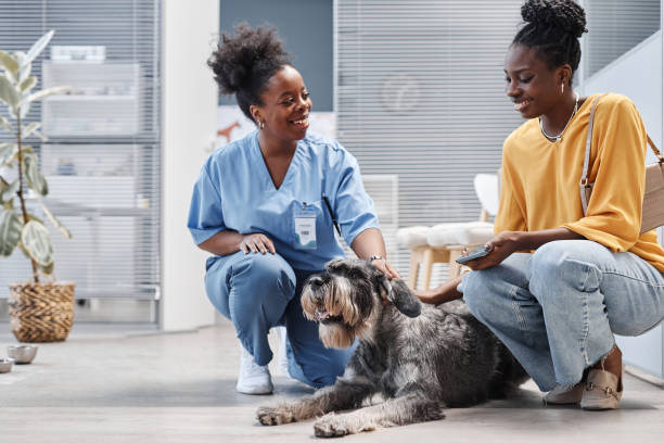 istock Ethnic People and Guard Dog in Vets Office 2161409669