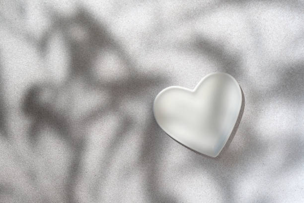 Content creation blank scene for beauty cosmetic product presentation made with mockup white heart-shaped tray on textured surface with defocused leaves shadow. Studio photography.