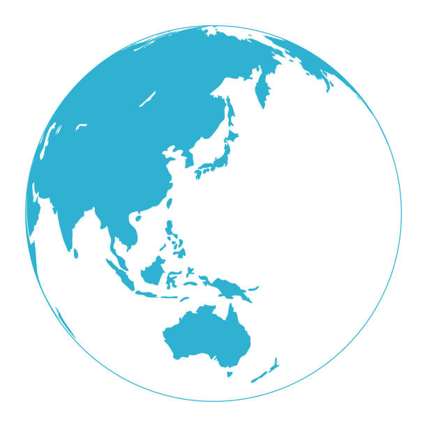 ilustraciones, imágenes clip art, dibujos animados e iconos de stock de earth. asia, oceania and pacific ocean. - eurasia