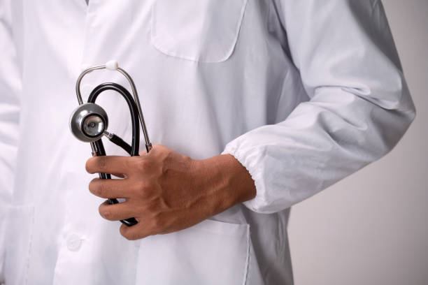 istock Doctor with stethoscope isolated white background. 2161423729