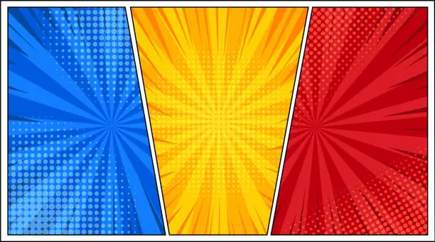 Three vibrant comic book style panels Three vibrant comic book style panels