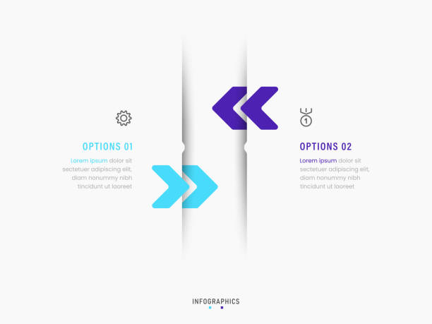 vektor infografik etiketten-design-vorlage mit symbolen und 2 optionen oder schritten. kann für prozessdiagramme, präsentationen, workflow-layout, banner, flussdiagramm, infografik verwendet werden. - ziffer 2 stock-grafiken, -clipart, -cartoons und -symbole