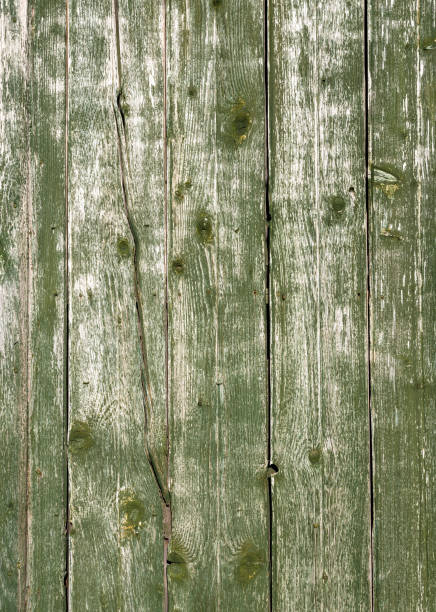 old worn wooden boards  with weathered green paint