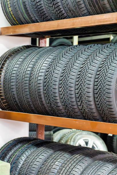 istock New Car Tires Stacked on Shelf 2161434265